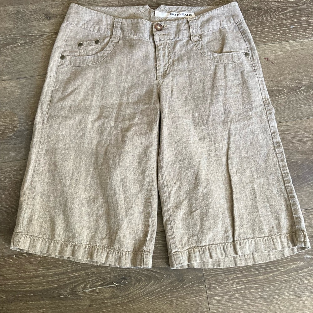 DKNY Beige Women's Bermudas linen blend